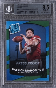 2017 Donruss Press Proofs Rated Rookie Green #327 Patrick Mahomes II Rookie Card - BGS NM-MT+ 8.5